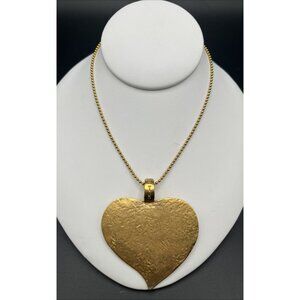 Agatha Paris Hammered Large Heart Pendant Necklace,With Scottie Dog Tag Goldtone